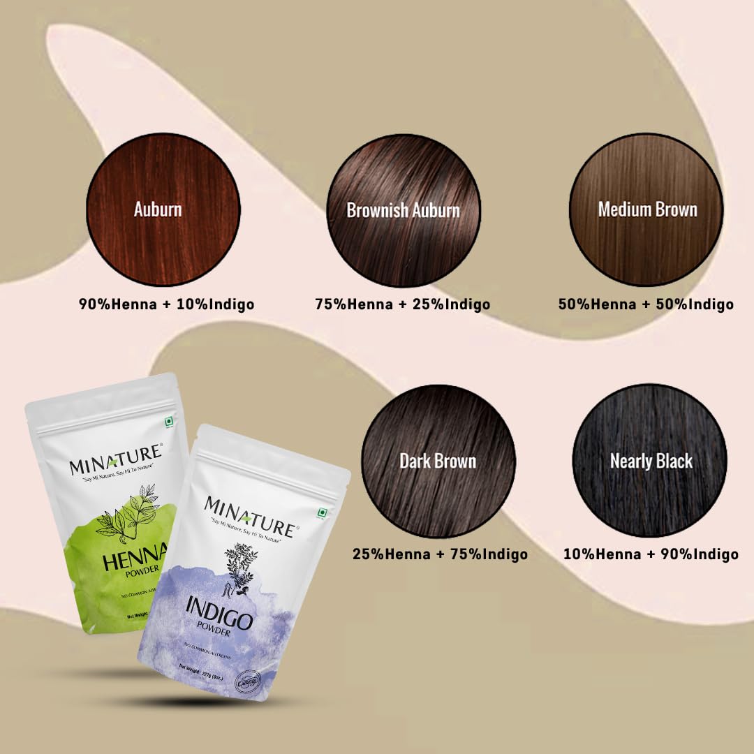 minature mi nature Henna Powder (Lawsonia inermis) | Natural Hair Color| Mehandi Powder for Hair | from Rajasthan| Presevative Free | 454gm (16.01 Oz) hair dye |pure and natural | no preservative
