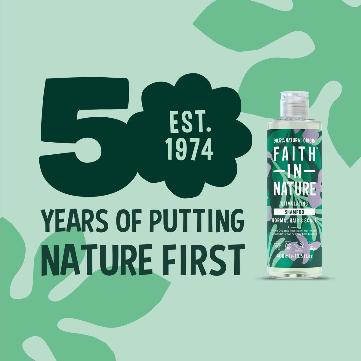 FAITH IN NATURE Faith In Nature Natural Rosemary Shampoo, Stimulating for Normal Hair & Scalp, Vegan & Cruelty Free, No SLS, Silciones or Parabens, 400ml