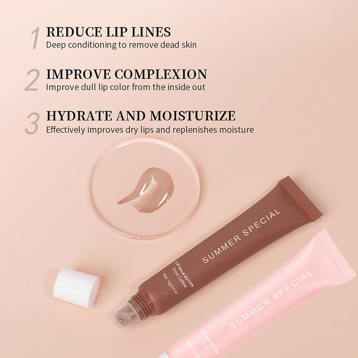Summer Special Lip Butter Balm, Instant Lip Mask Hydrating & Nourishing Lip Gloss with Perfect Shine - Moisture Care for Dry Lips