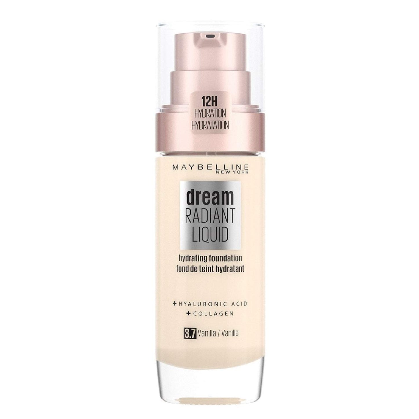 Maybelline New York Make-Up, Dream Radiant Liquid Make-Up, Liquid Foundation, No. 37 Vanilla, 30 ml