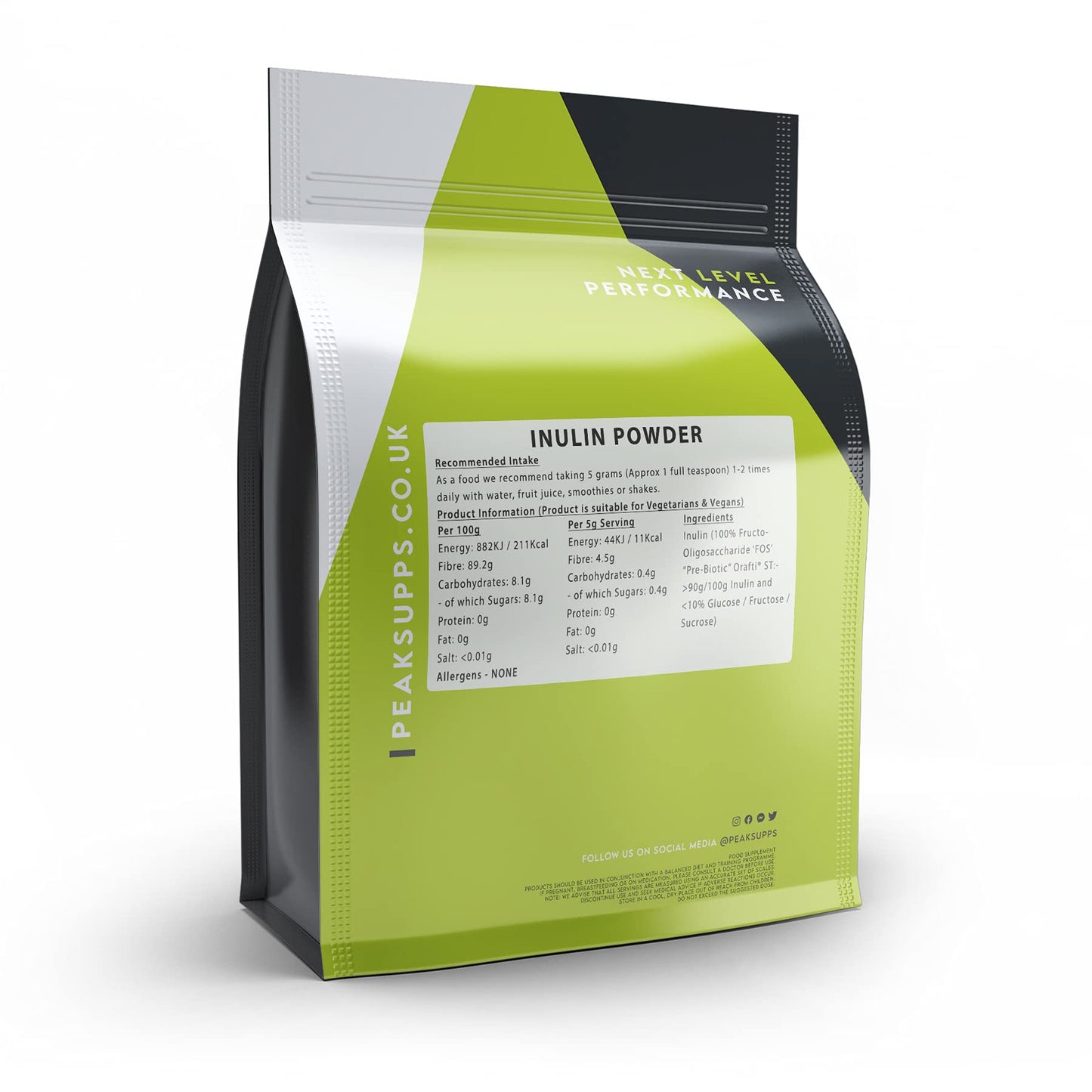 Peak Supps Inulin Powder 500g | Prebiotic Fibre | Vegan | Packaging May Vary