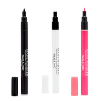Nails Inc Nails.INC Mani Marker Trio, Easy to Use Nail Polish Art Pen With Precision Tip, Quick Drying, Cruelty Free, Vegan, Includes Bright White, Bubblegum Pink and Mascara Black