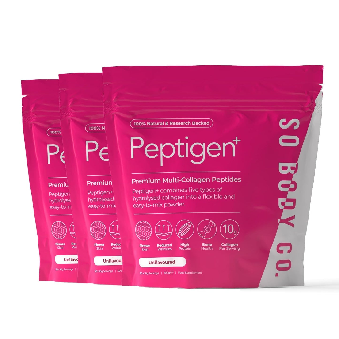 So Body Co SoBodyCo Premium Collagen Supplements for Women & Men, 5 Types of Collagen Powder, Peptigen, Collagen Peptides, Marine Collagen, Hydrolysate Powder, Multi-Collagen, 90 Days Supply, Peptigen