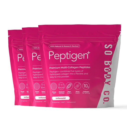 So Body Co SoBodyCo Premium Collagen Supplements for Women & Men, 5 Types of Collagen Powder, Peptigen, Collagen Peptides, Marine Collagen, Hydrolysate Powder, Multi-Collagen, 90 Days Supply, Peptigen