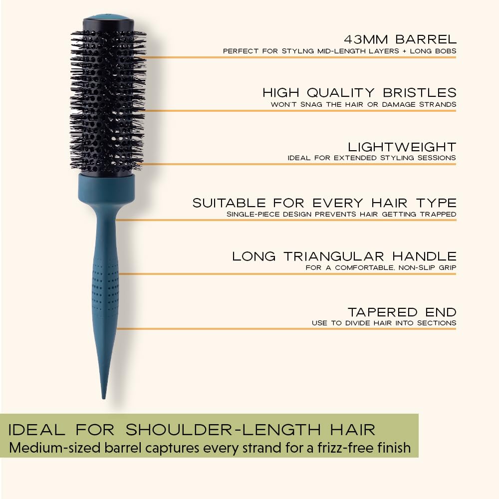 md london. mdlondon BRUSH Radial 2 (43mm Dia. Barrel). Round Hair Brush to Curl & Volumise Mid-Length Hair. Round Hairbrush for Blow Drying. Blow Dry Brush - Genuine mdlondon Hairbrushes for Women & Men