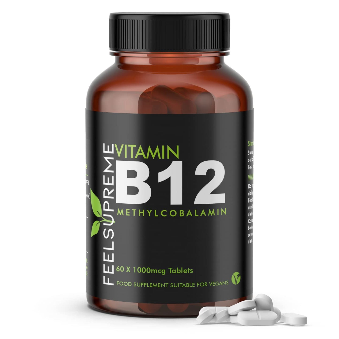 Vitamin B12 60 x 1000mcg Tablets - High Strength Supplement - Pure Methylcobalamin - Brain Function, Immune System, & Energy Support – for Men & Women - Made in The UK