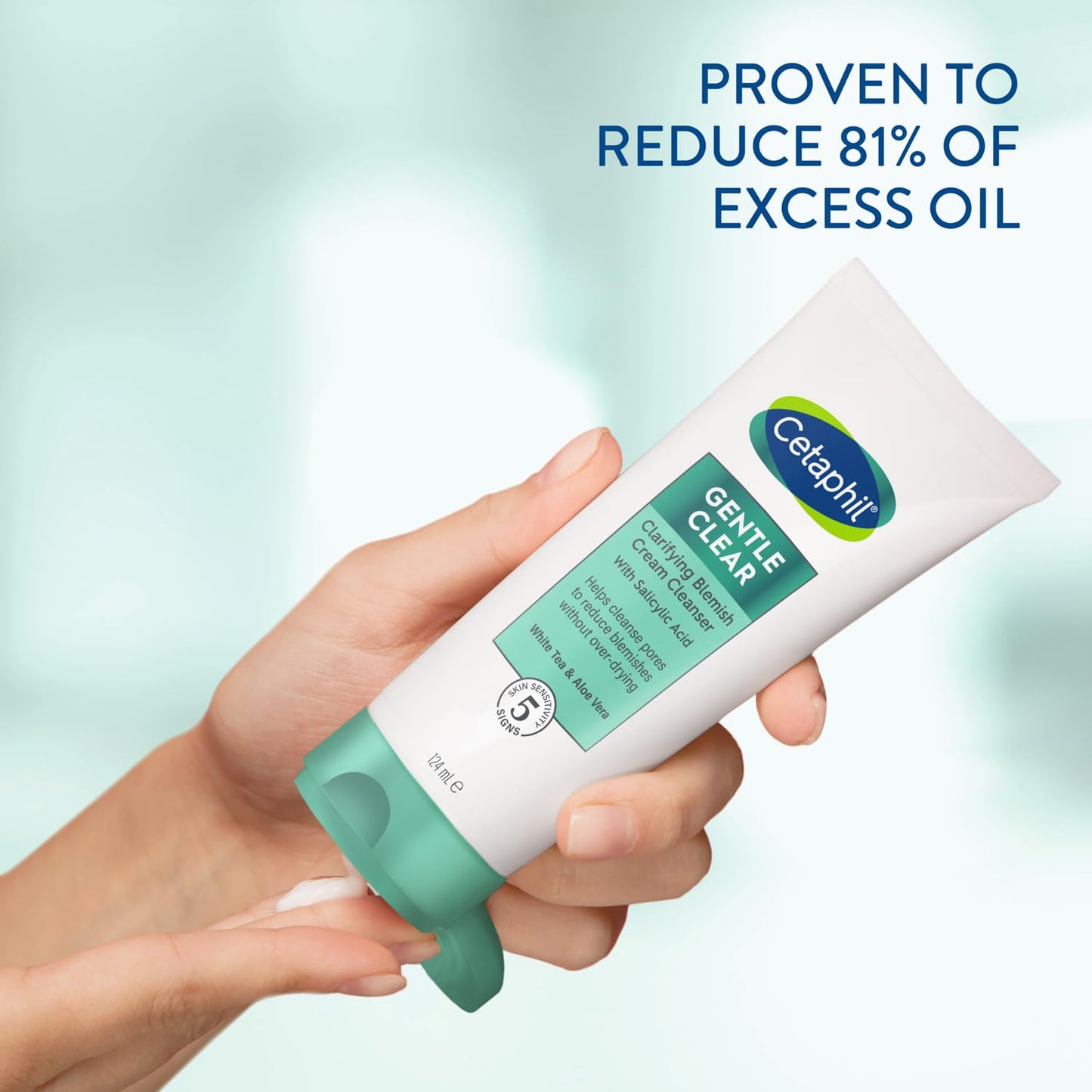 Cetaphil Gentle Clear Clarifying Blemish Cleanser 124ml, Face Wash for Gently Cleaning Pores, with 2% Salicylic Acid & Aloe Vera for Sensitive Skin