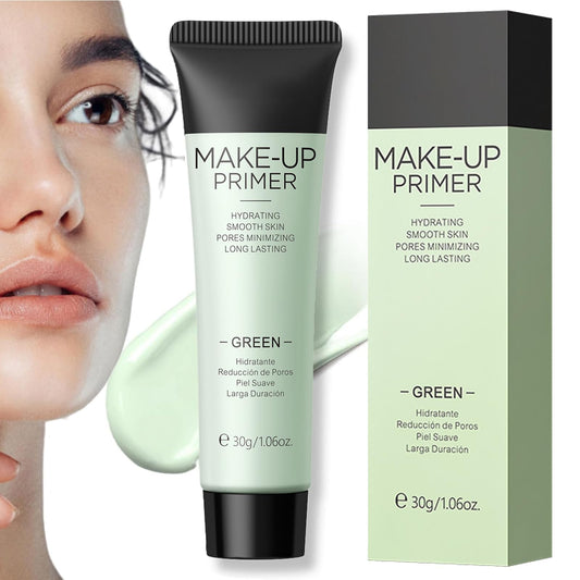 AurolaGlow Green Color Correcting Face Primer, Hydrating and Anti-Redness Makeup Base, Balances Skin Tone, Long-Lasting Formula for Redness and Blemished Skin, Minimizes Pores