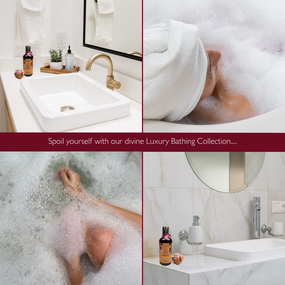 Di Palomo Vegan Wild Fig & Grape Indulgent Luxury Bathing Collection. Bathing Bubbles 300ml & 2 Bath Bombs. Bubble Bath Body Wash & Bath Bomb Bath Set. Vegan Bubble Bath & Shower Gel Gifts for Women.