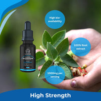 Ashwagandha Liquid 1000mg - 60 Vegan Servings Ashwagandha High Strength Supplement Root Powder Extract - 2 Months Supply - Nootropic - Made in The UK by BLACK HAWK