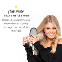 Drybar Flat Mate Boar Bristle Brush - Handcrafted, Premium Boar & Nylon Bristles, Lightweight Beechwood, Adds Shine & Conditions, All Hair Types, Grey, Women's Adult Hair Brush