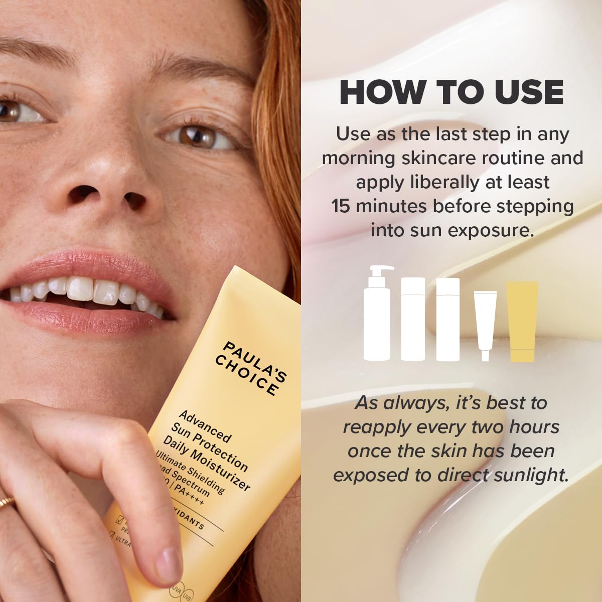 PAULA'S CHOICE Paula's Choice Advanced Sun Protection Daily Moisturiser SPF 50 | PA++++ | SPF 50 Face Moisturizer | No White Cast Sunscreen | Dewy & Healthy Glow | with Antioxidants | Normal to Dry Skin | 60 ml