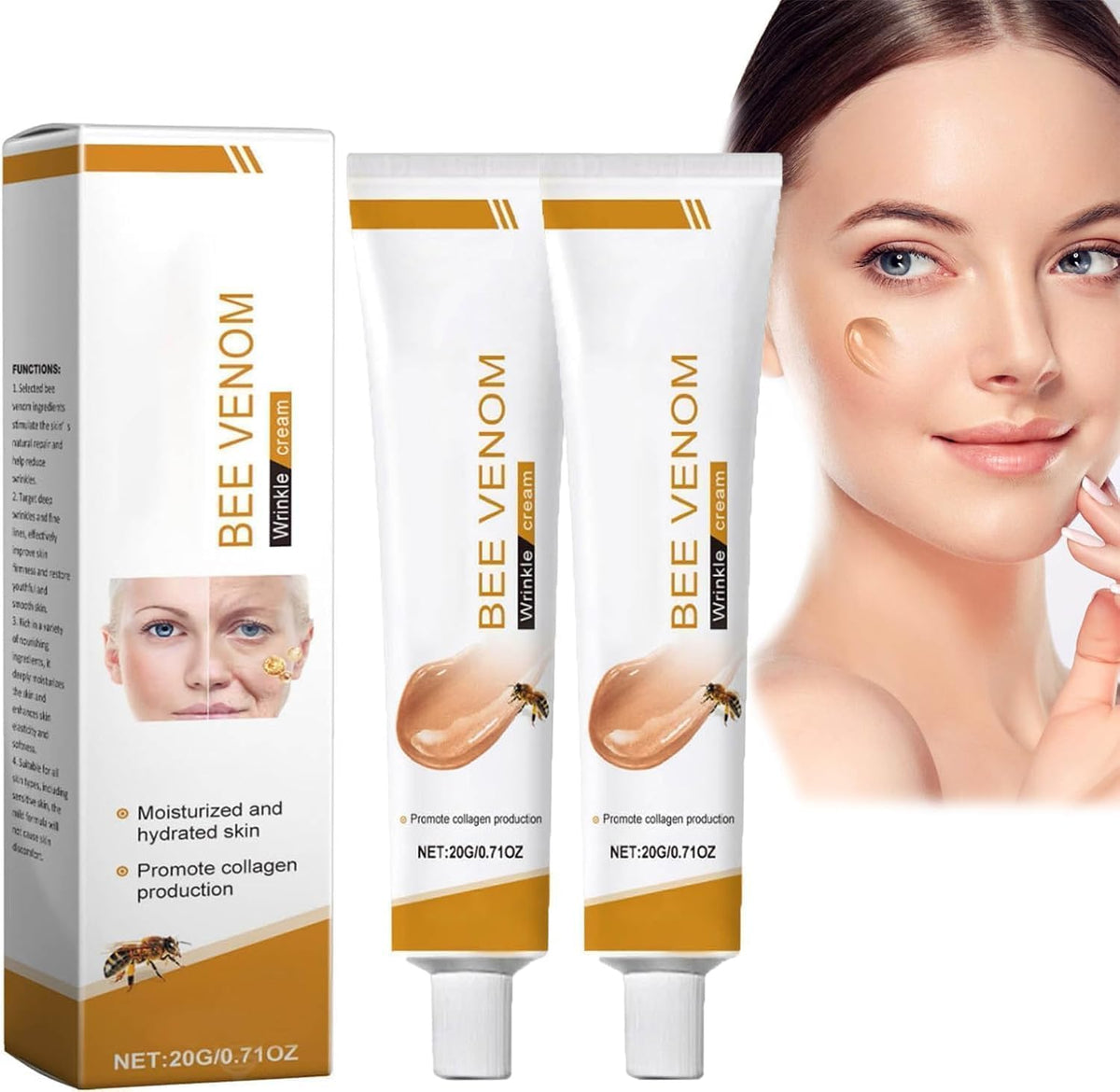 TBLMPNE 2Pcs Furzero Bee Venom Wrinkle Removal Cream, for All Skin Types