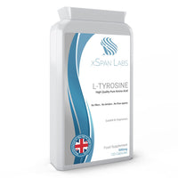 Xspan Labs L-Tyrosine 500mg 120 Capsules - Pure Amino Acid with No Fillers, No Binders or Flow Agents – Nutritional Supplement Suitable for Vegetarians - Made in The UK