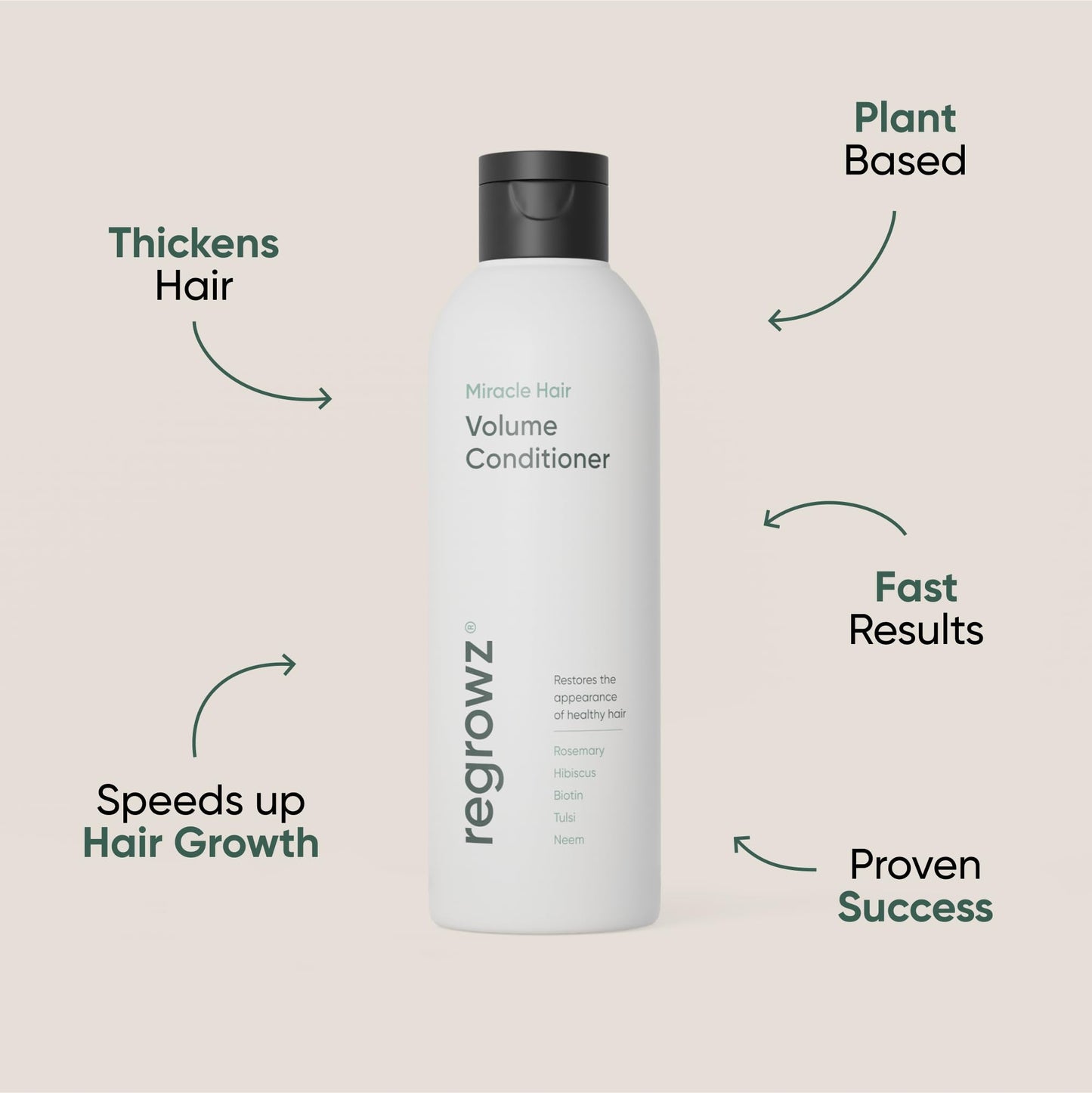 Regrowz Hair Volume Conditioner 200ml - Fine & Thinning Hair - Restore Stronger & Healthier Hair - Suitable for Men and Women - Anti Hair Loss with Biotin - Hair Growth Repair Treatment