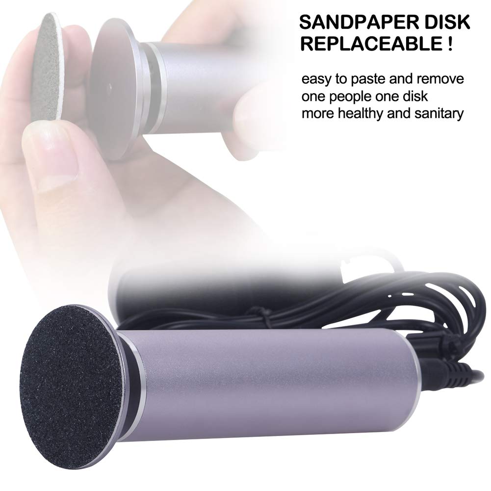 Electric Foot File for Hard Skin (Speed Adjustable) with 60pcs Replacement Pads, Powerful Electric Callus Remover Pedicure Hard Dead Foot Skin Removal Machine Women Men Use (Gray)