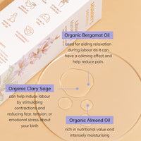 Mummy’s Organics Organic Labour Massage Oil | Clary Sage & Frankincense | Award-Winning | Made by Midwives | Promotes Natural Pain Relief & Relaxation | Essential Pregnancy & Labour Kit | 100ml | Mummy's Organics