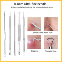 JOLIFILE Pimple Popper Tool, 9PCs Spot Popper Comedone Blackhead Remover Kits with Curved Tweezers and Pimple Popper Spot Remover for Facial Skin