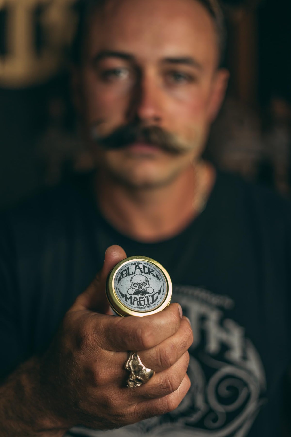 THE VINTAGE GROOMING CO. Black Mustache Wax | Bare Bones | Hide Grey Hair In Beard Or Moustache | Medium Hold 1 oz or 30ml Tin | No Heat Source Required | Unscented