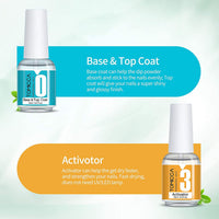 TOMICCA Dipping Top & Base Coat and Activator Large Capacity Liquid Set 2x15ml Dip Powder System Starter Kit No UV/LED Dip Manicure Set of Liquids for Dipping Powder Nail Polish