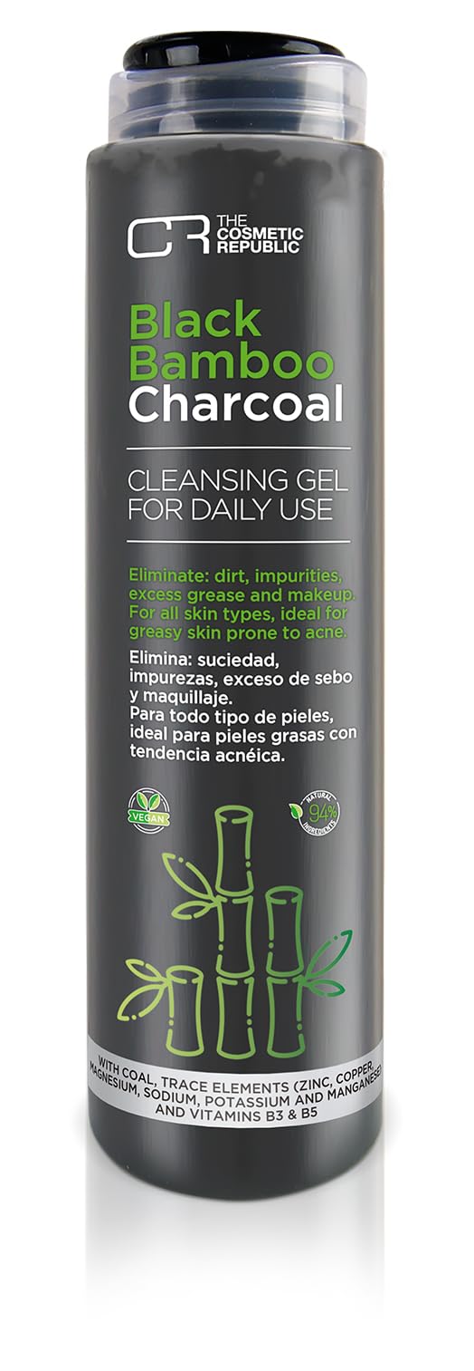 The Cosmetic Republic Charcoal Facial Cleansing Gel - Daily Use for Clean, Fresh Skin, Black Bamboo