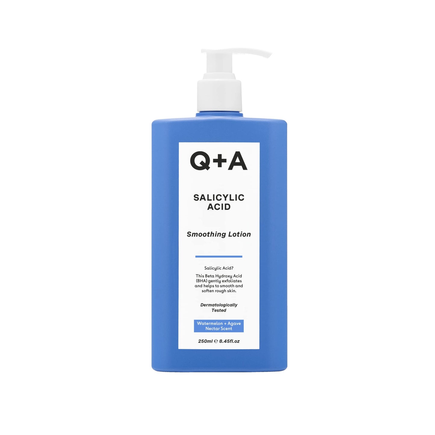 Q+A Salicylic Acid Smoothing Lotion for Effective Targeted Body Care, a BHA that exfoliates the skin, combats 'backne' and unwanted texture, promoting a smoother and healthier appearance, 250ml