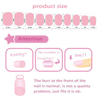 Laza 120pcs Nails Press On Pre-glue Full Cover Glitter Gradient Color Rainbow Sparkling Scale Wave AquariusShort False Nail Kits for Teenager Girls - Silver Pearl