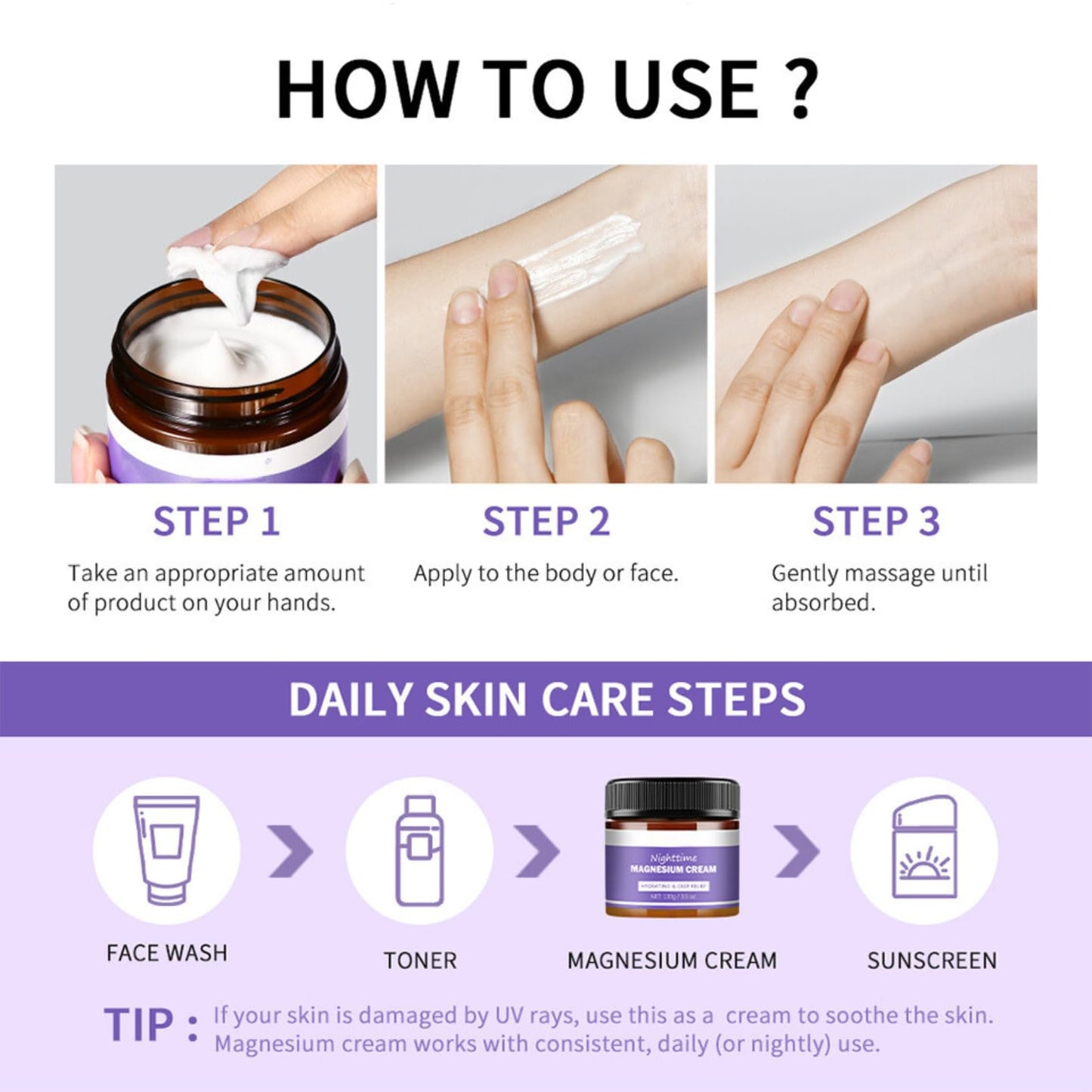 Magnesium Body Butter - Magnesium Cream For Sleep - Magnesium Soothing Sleep Butter - Calm,Relief Lavender & Magnesium Moisturizer for Sleep - Vegan Friendly & Cruelty Free 100g