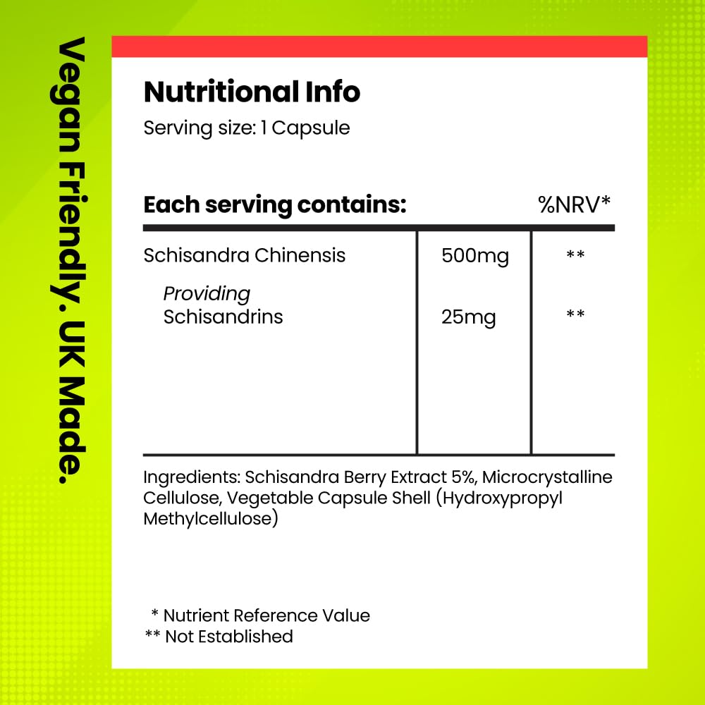 Schisandra Berry 500mg | High Strength Schisandra Supplement | Schisandrins Berry Extract | Boost Brain Function, Improve Mood, Protect Brain Health | 120 Vegan Capsules | 4-Month Supply | Fitimins