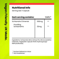 Schisandra Berry 500mg | High Strength Schisandra Supplement | Schisandrins Berry Extract | Boost Brain Function, Improve Mood, Protect Brain Health | 120 Vegan Capsules | 4-Month Supply | Fitimins