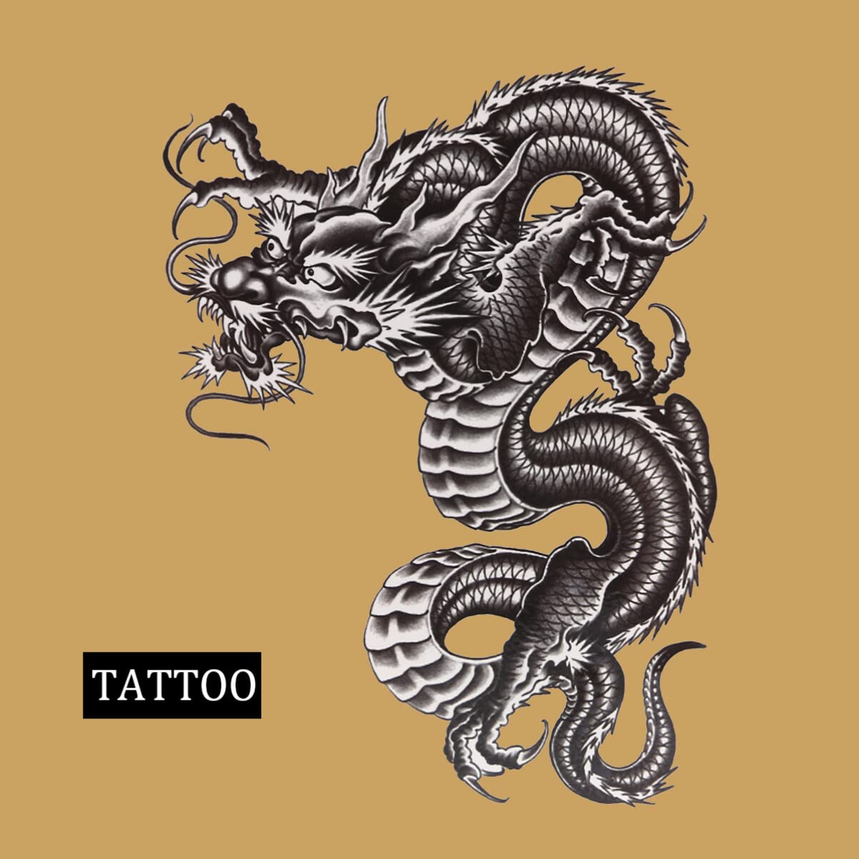 ULTNICE Large Large Temporary Arm Tattoo Stickers Waterproof Dragon Sleeve Transfers for Men Women Scar Cover Body Art 21X15cm