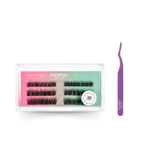 Lola's Lashes Press-On Lashes | Soft Wisp Starter Kit | Pre-Glued Wispy Lashes | Easy Application | Stick & Clamp Tools Included | 24 Hour Wear & Waterproof | 10-14mm
