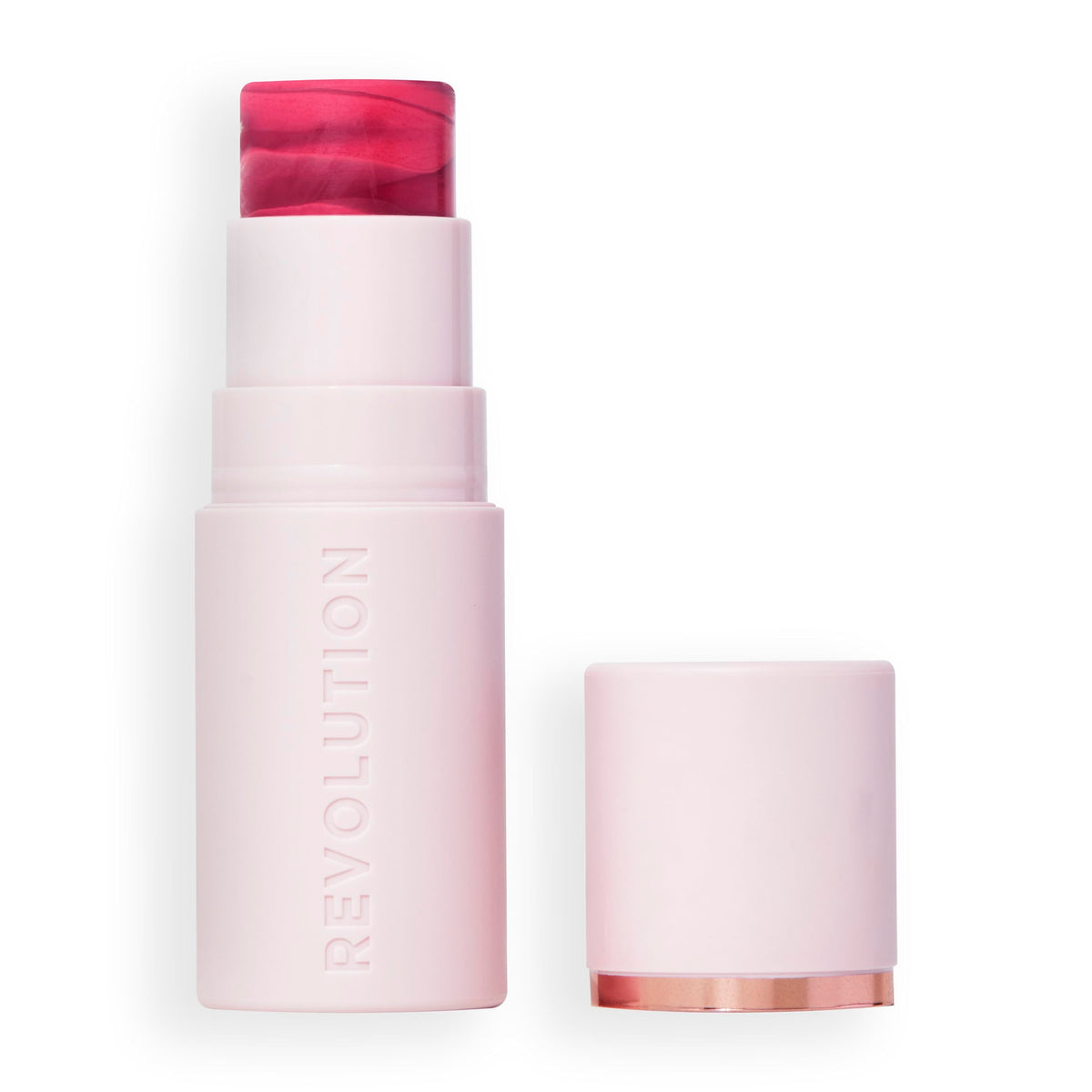 Revolution Beauty London Revolution, Skin Silk Marble Blush Stick, Buildable Colour for Cheek, Eye, & Lip, Cream-to-Powder Formula, Vegan & Cruelty-Free, Berry Flush, 4.5g