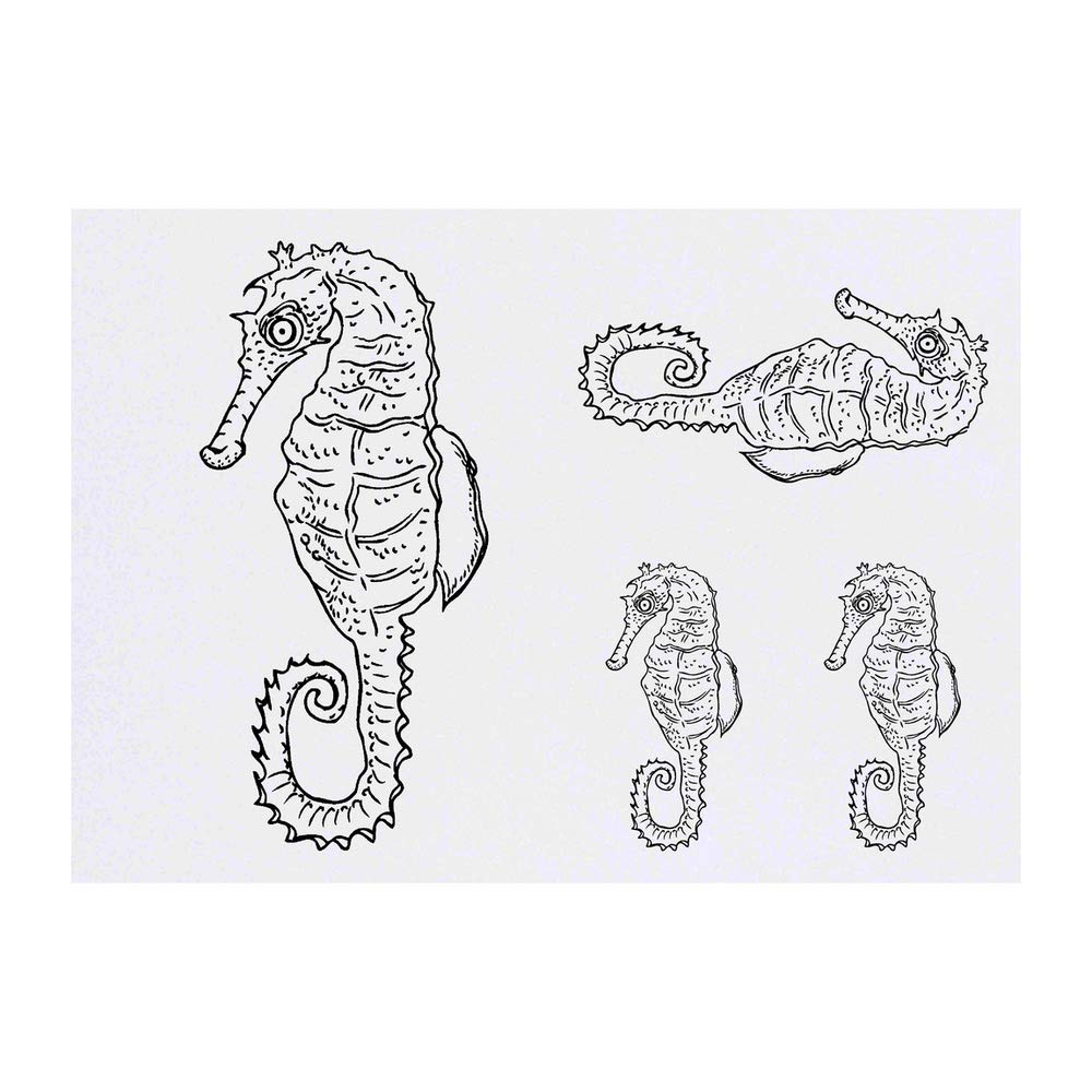 4 x 'Seahorse' Temporary Tattoos - Water Resistant, Skin-Safe, Non-Toxic Transfers, Mixed Sizes (TO00004456)