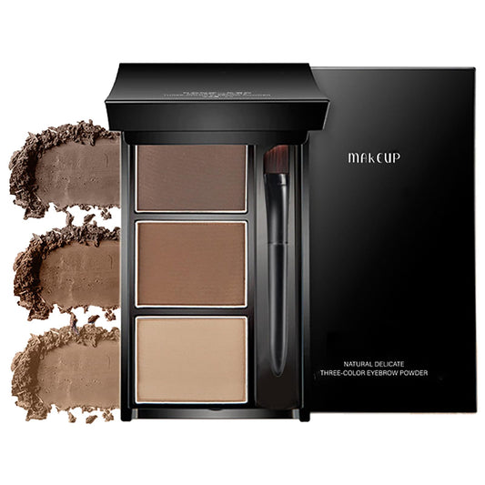 NatrLuxe All-in-One Dark & Light Brown Eyebrow Powder Palette – Compact Brow Sculpting & Shaping Kit for Women