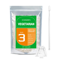 wananfu WANANFU Size 3 Empty Capsules Vegetarian (100 Count) Bundle with 2 Micro Lab Spoons, Compatible with Capsule Filling Machine Size 3