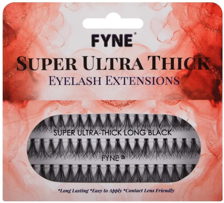 FYNE Super Ultra Thick Individual Eyelashes - 240 Eyelash Clusters - 8mm / 10mm / 12 mm Ultra Thick Natural Lashes - Volume Cluster Lashes - Durable False Eyelash Extensions - 4 Packs of Lashes
