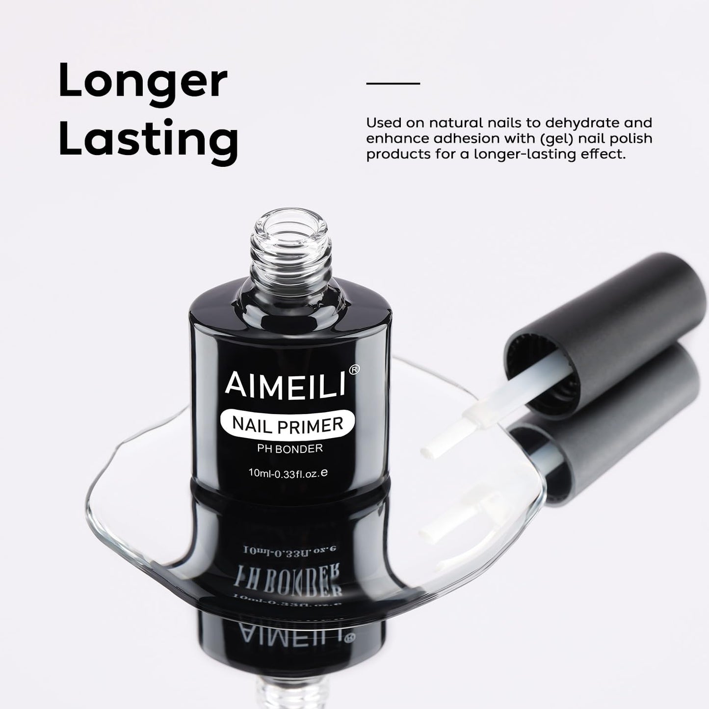 AIMEILI Nail Primer for UV Gel Nails and Acrylic Powder, 10ml No Cure Nail Prep Bonder, Strong Gel Polish Adhesion, Prevents Lifting & Peeling