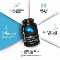 1MG L-5 MTHF by Intelligent Labs, 120 Capsules 4 Months Supply, L-5 Methylfolate Activated Folic Acid Supplement as Quatrefolic Acid, Activated Folate