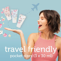 Cath Kidston Hand Cream 3x 30ml, Shea Butter, 3 Fragrances, Hand Care Moisturiser, Pocket and Travel Size, Vegan and Cruelty Friendly, Beauty Gift For Her, Blossom Birds Collection