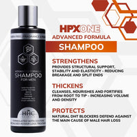 HPX ONE Anti Hair Loss Shampoo For Men - DHT Blockers: Saw Palmetto & Lupine Protein + Biotin, Keratin, Caffeine, Essential Oils & Plant Extracts - Strengthen, Thicken & Protect (250ml)