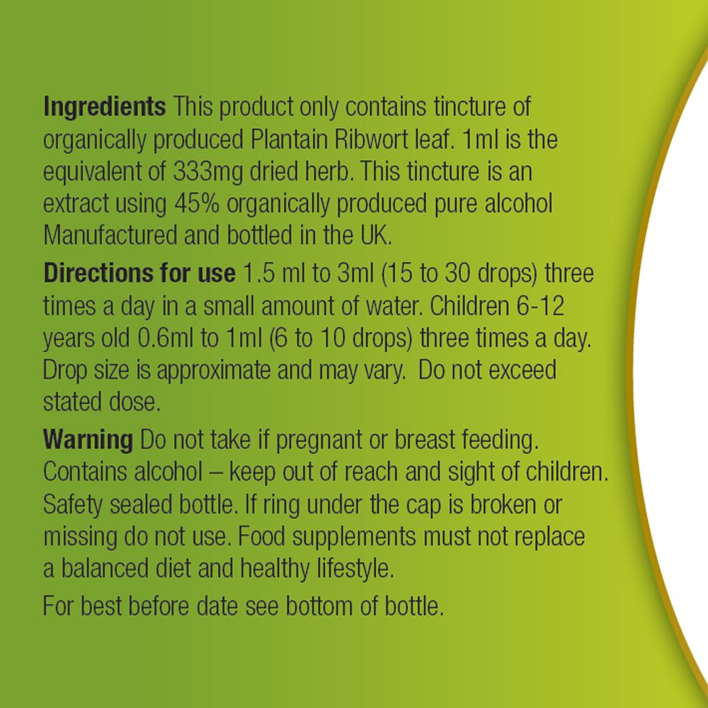 Organic Herbal Remedies 100 ml Plantain Tincture
