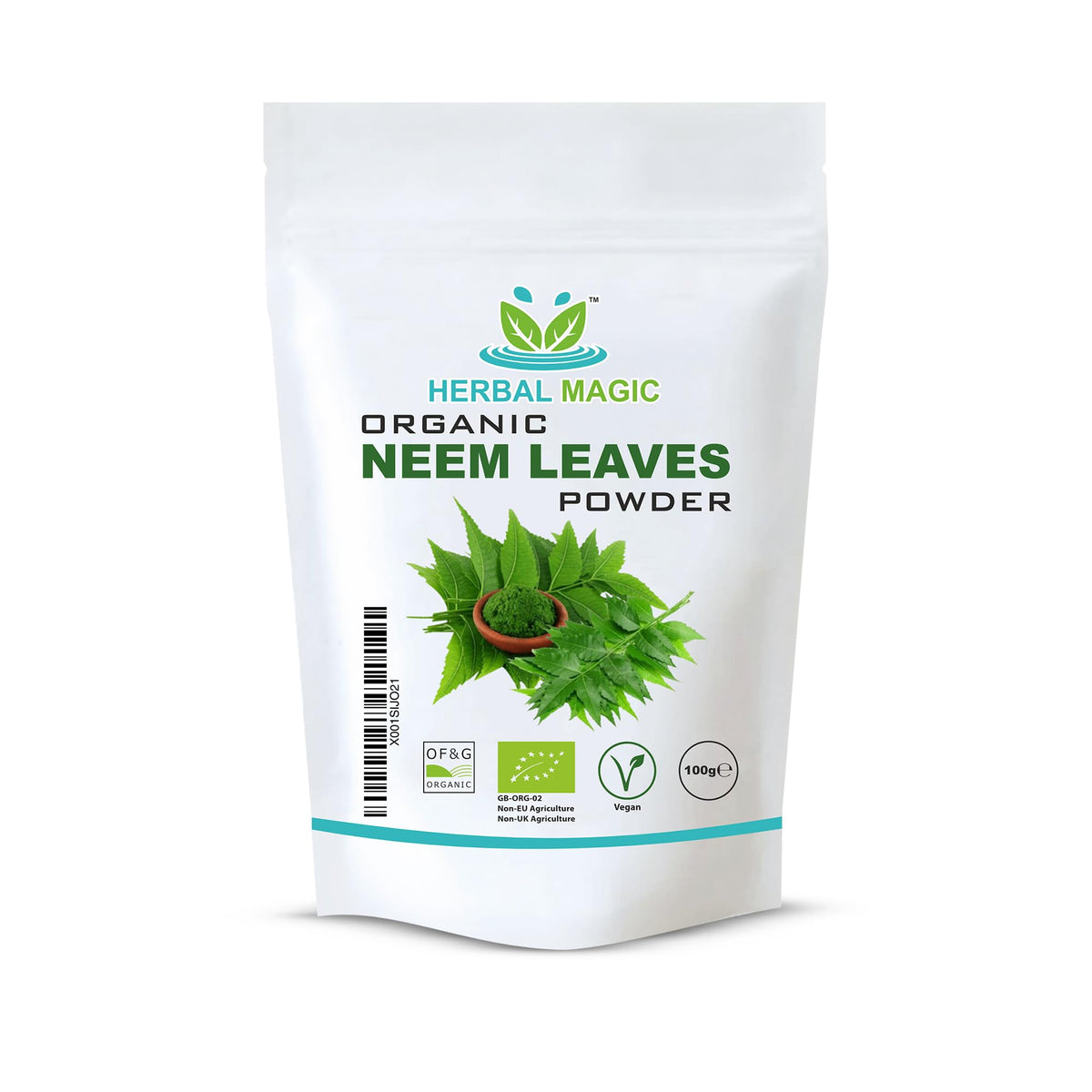 Herbal Magic's Organic Neem Leaves Powder Face Mask - Sparkle your smoothies, shakes, baking - Free from Fillers & Presrevatives -100g - Pack 1