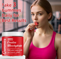 K - KONNEKT Creatine Monohydrate Gummies, Added 500mg BCAAs and Turmeric Extract, 4500mg per Serving, Pre-Workout Gym Supplement for Men and Women (1 Month Supply), Watermelon Burst