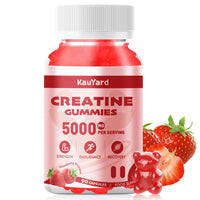 KauYard Creatine Monohydrate 5000mg Gummies - Sugar Free Muscle Support Supplement with Electrolytes & Vitamin D3 | Strawberry Flavour Chewable Creatine for Athletes & Fitness
