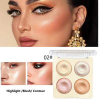 KARLOR Highlighter Palette, 4 Colours Highlighter Powder Highlighter Make Up Mother of Pearl Diamond Mushroom Delicate Distributable Highly Pigmented Highlighter Glitter Shimmer Powder Face Eyes Nose