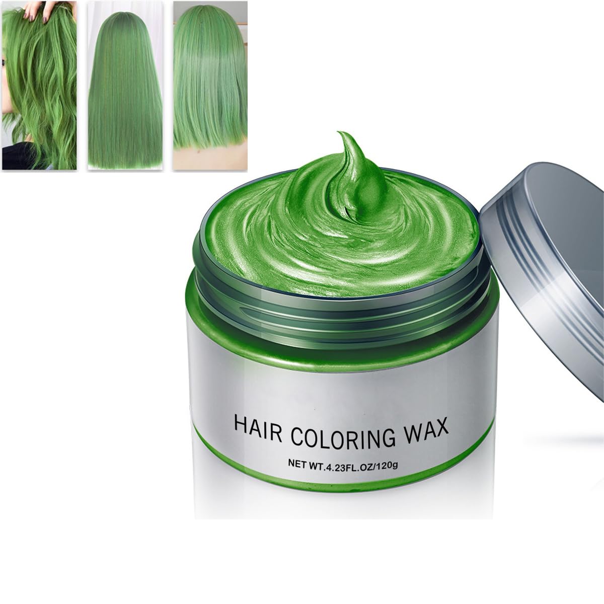 Pakivs Green Hair Colour Wax,Temporary Hair Dye,Instant Hairstyle Cream Dye,Disposable Coloring Mud Natural Matte Hairstyle for Party,Cosplay,Masquerade,Nightclub,Halloween