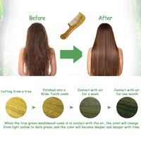 EQLEF Green Sandalwood Wide-tooth Natural comb, Large Sandal Wood Hair Comb Wooden Comb Anti Static Combs