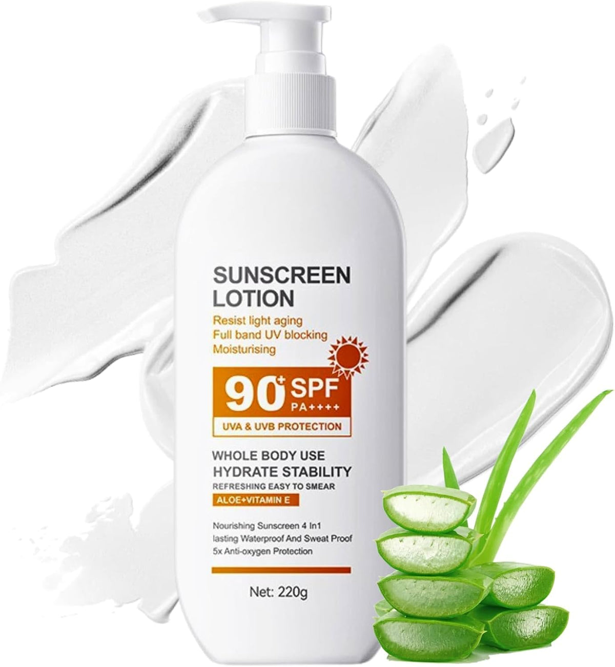 Clawrex Face Sunscreen SPF 90+, Large-capacity Body Sunscreen, Sun Cream SPF 90 PA+++, Ultra Light UV Protetion, Water & Sweat Resistant 220g