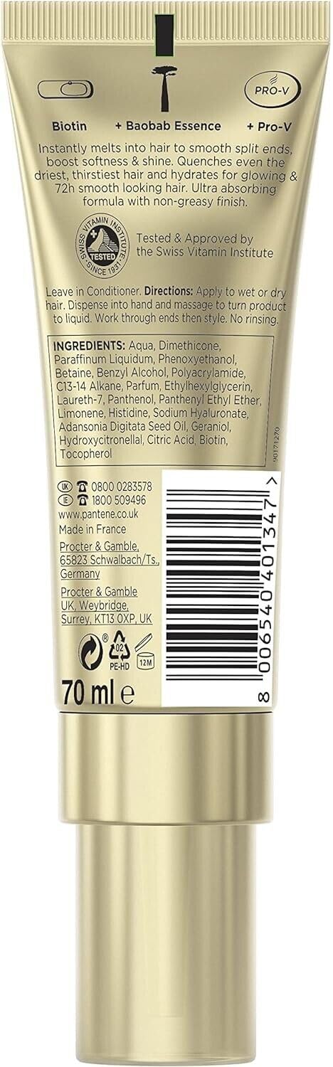 3x Pantene Pro-v Miracles Hydra Day Hair Serum Thirsty Ends Quencher, Milk To Water Serum with Biotin & Baobab Essence, 70ml